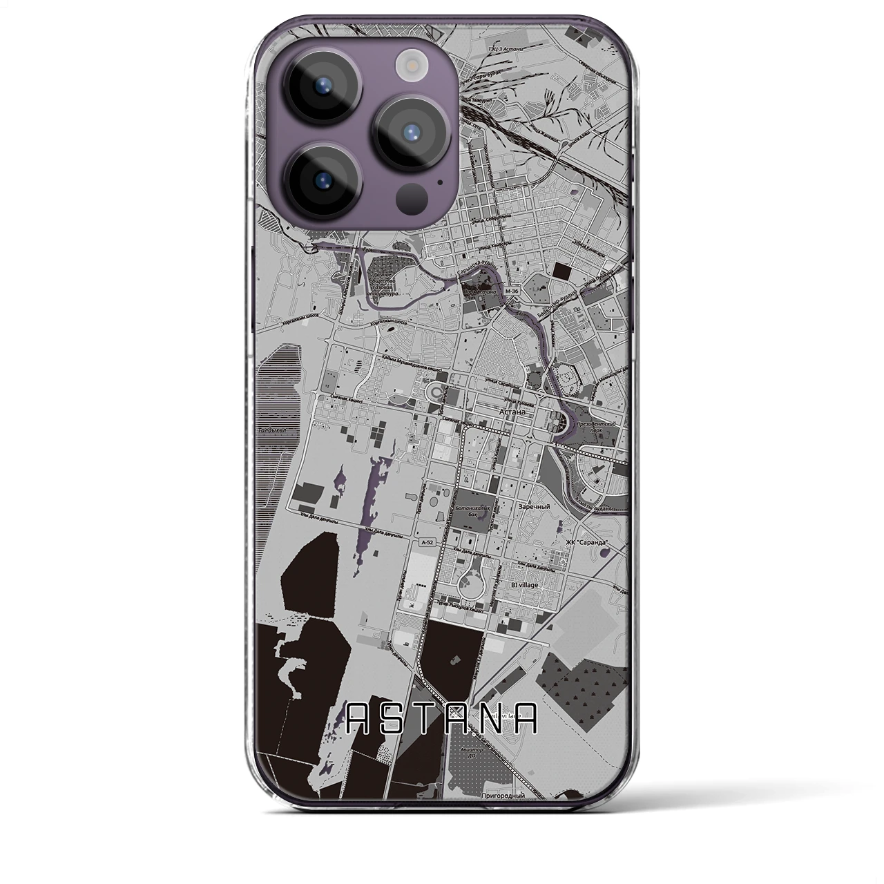 【アスタナ（カザフスタン）】地図柄iPhoneケース（クリアタイプ）