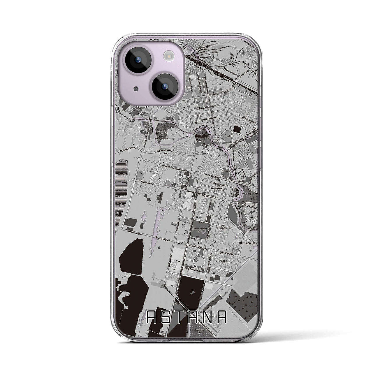 【アスタナ（カザフスタン）】地図柄iPhoneケース（クリアタイプ）
