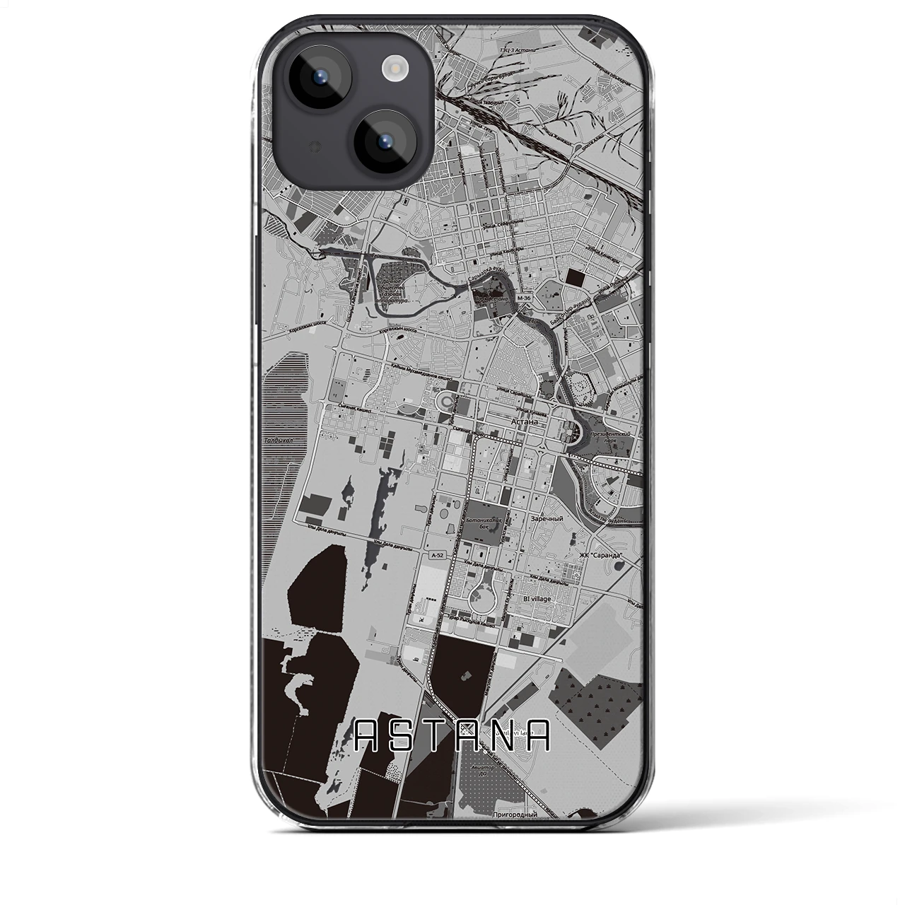 【アスタナ（カザフスタン）】地図柄iPhoneケース（クリアタイプ）