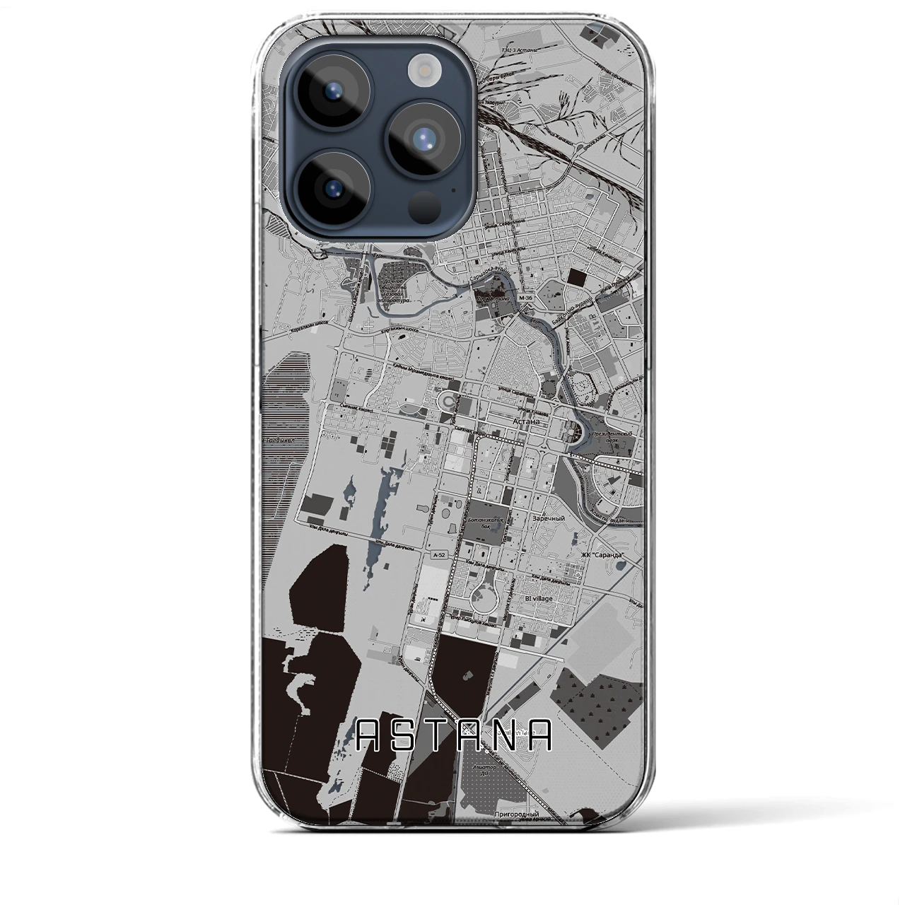 【アスタナ（カザフスタン）】地図柄iPhoneケース（クリアタイプ）