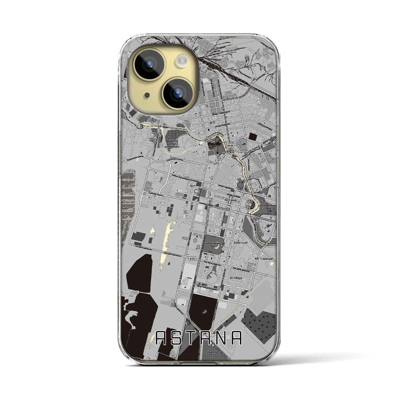 【アスタナ（カザフスタン）】地図柄iPhoneケース（クリアタイプ）