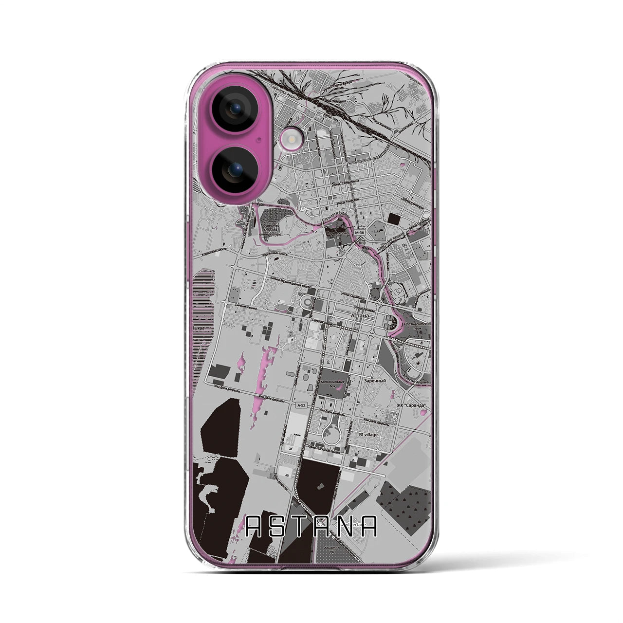【アスタナ（カザフスタン）】地図柄iPhoneケース（クリアタイプ）
