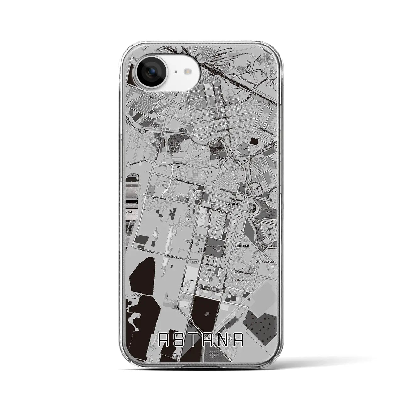 【アスタナ（カザフスタン）】地図柄iPhoneケース（クリアタイプ）