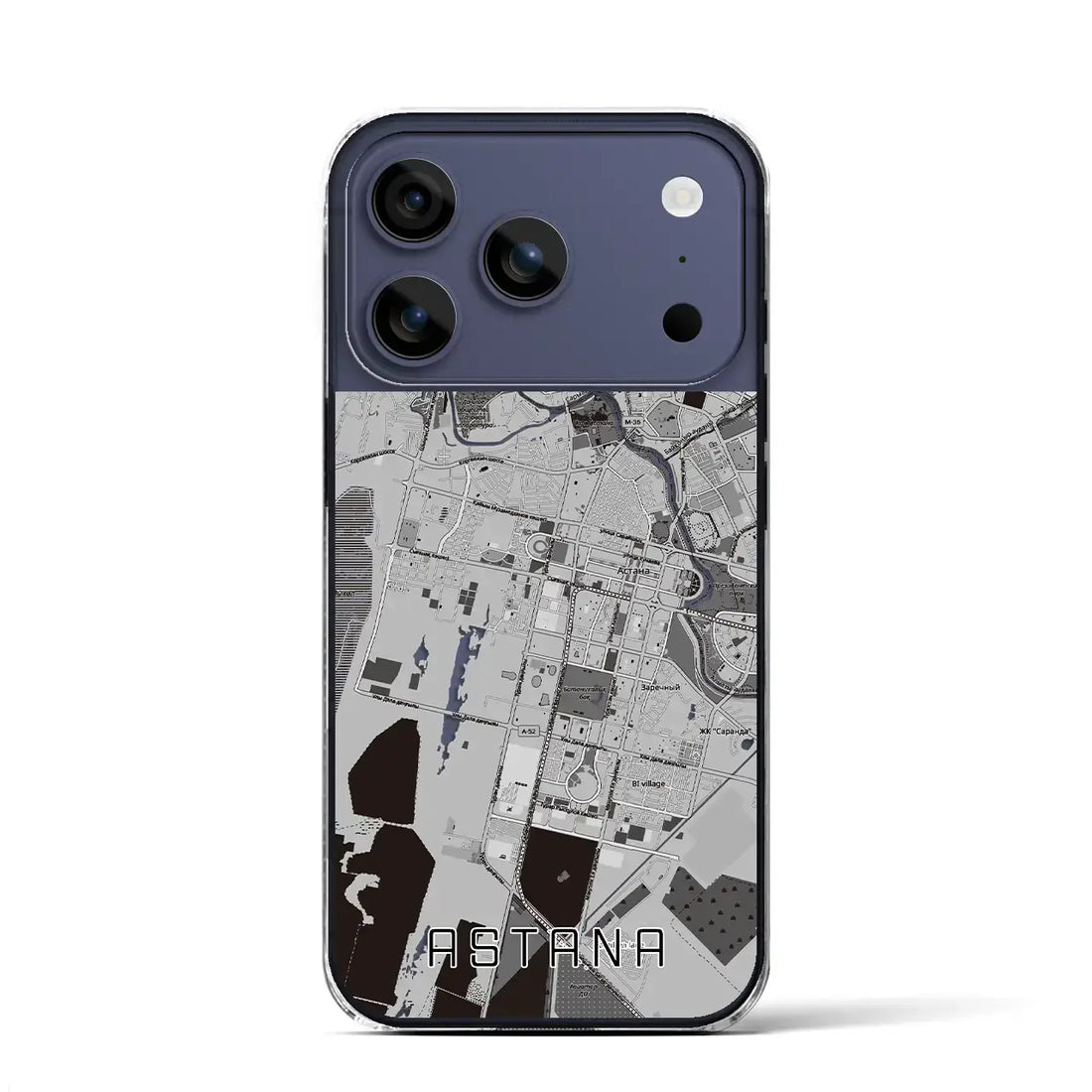 【アスタナ（カザフスタン）】地図柄iPhoneケース（クリアタイプ）