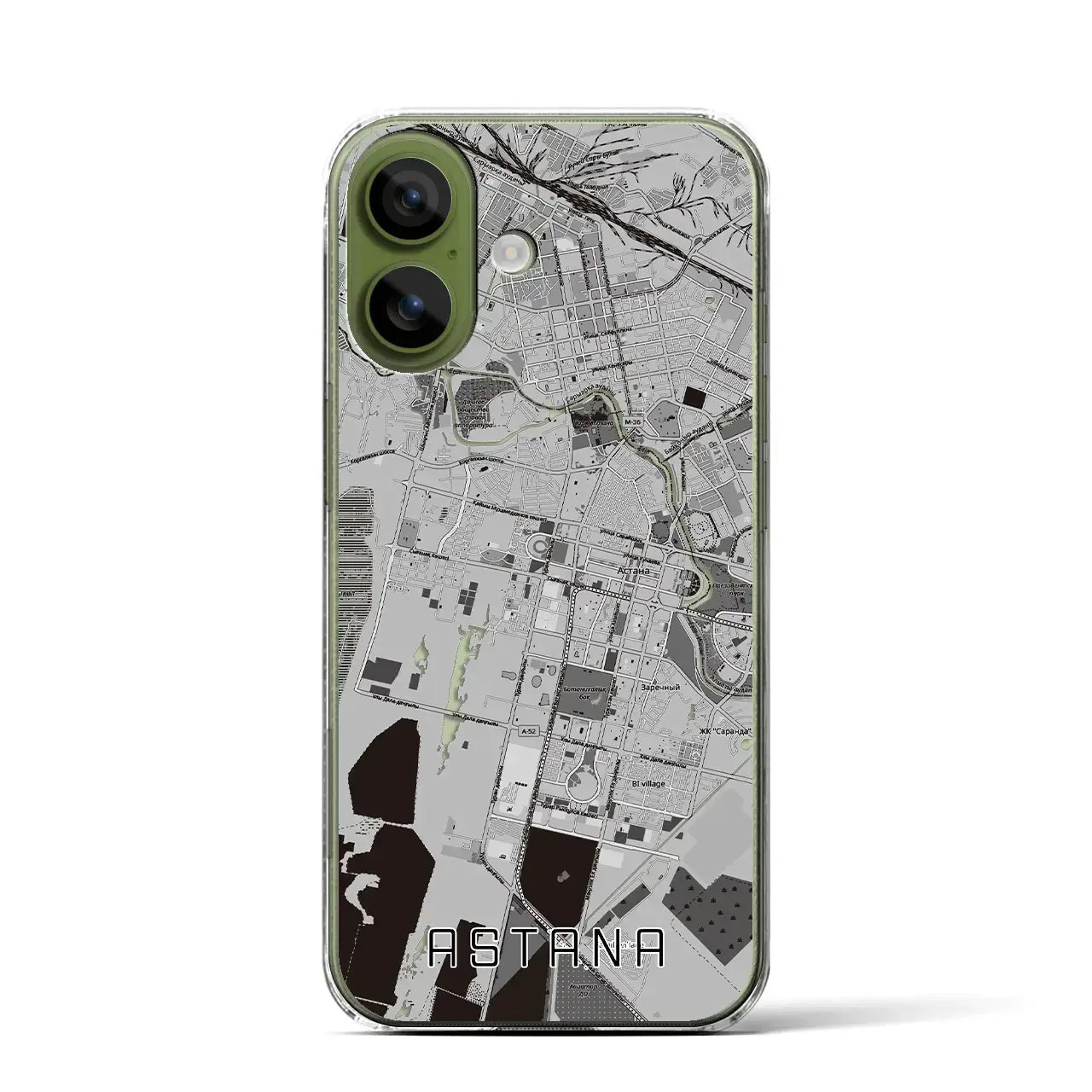 【アスタナ（カザフスタン）】地図柄iPhoneケース（クリアタイプ）