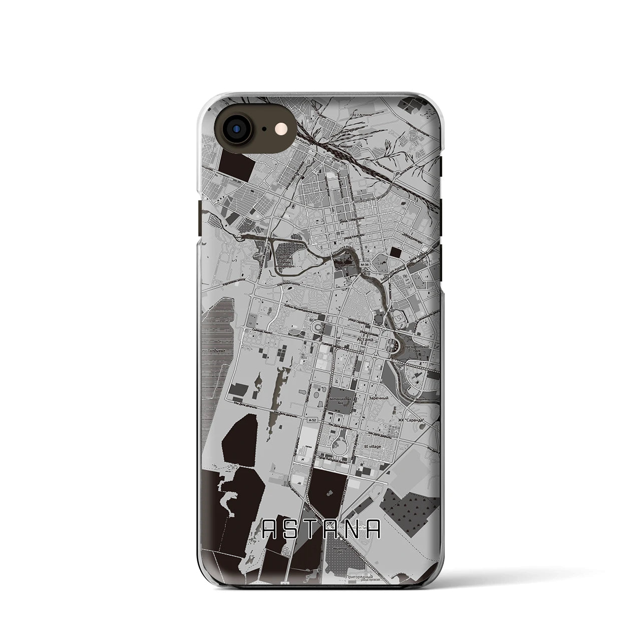 【アスタナ（カザフスタン）】地図柄iPhoneケース（クリアタイプ）