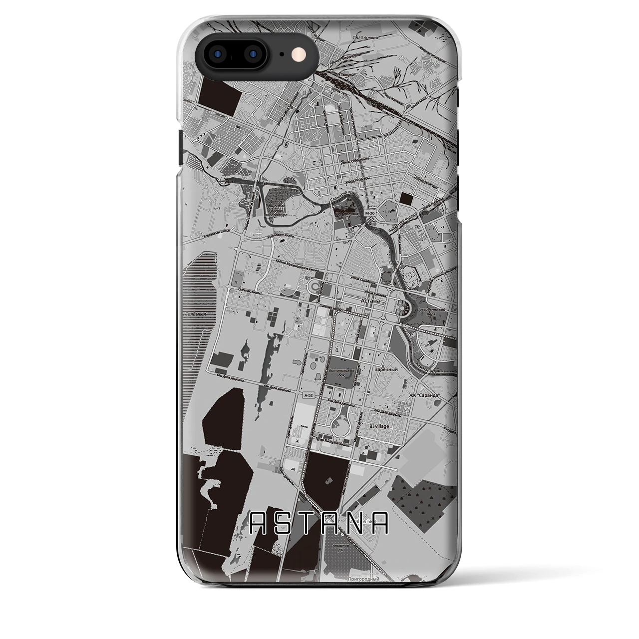 【アスタナ（カザフスタン）】地図柄iPhoneケース（クリアタイプ）