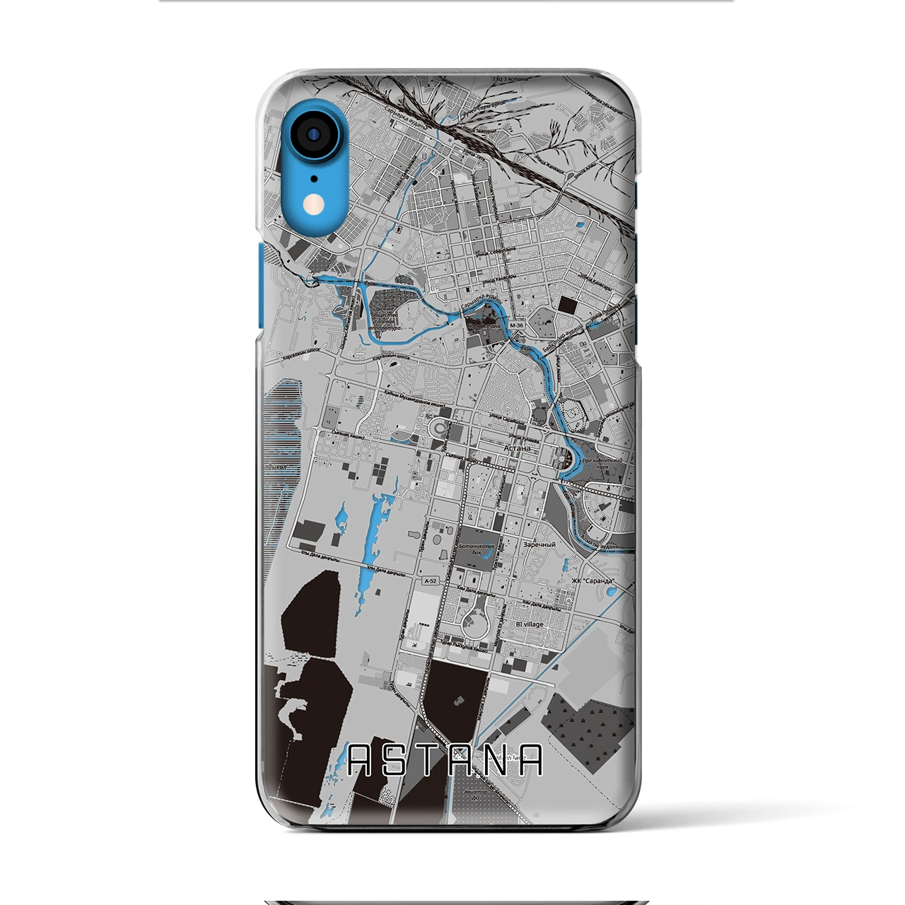 【アスタナ（カザフスタン）】地図柄iPhoneケース（クリアタイプ）