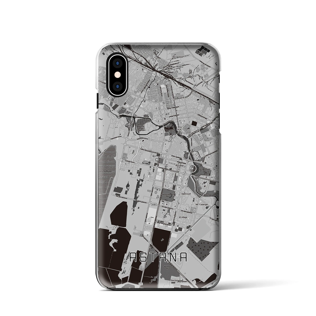 【アスタナ（カザフスタン）】地図柄iPhoneケース（クリアタイプ）