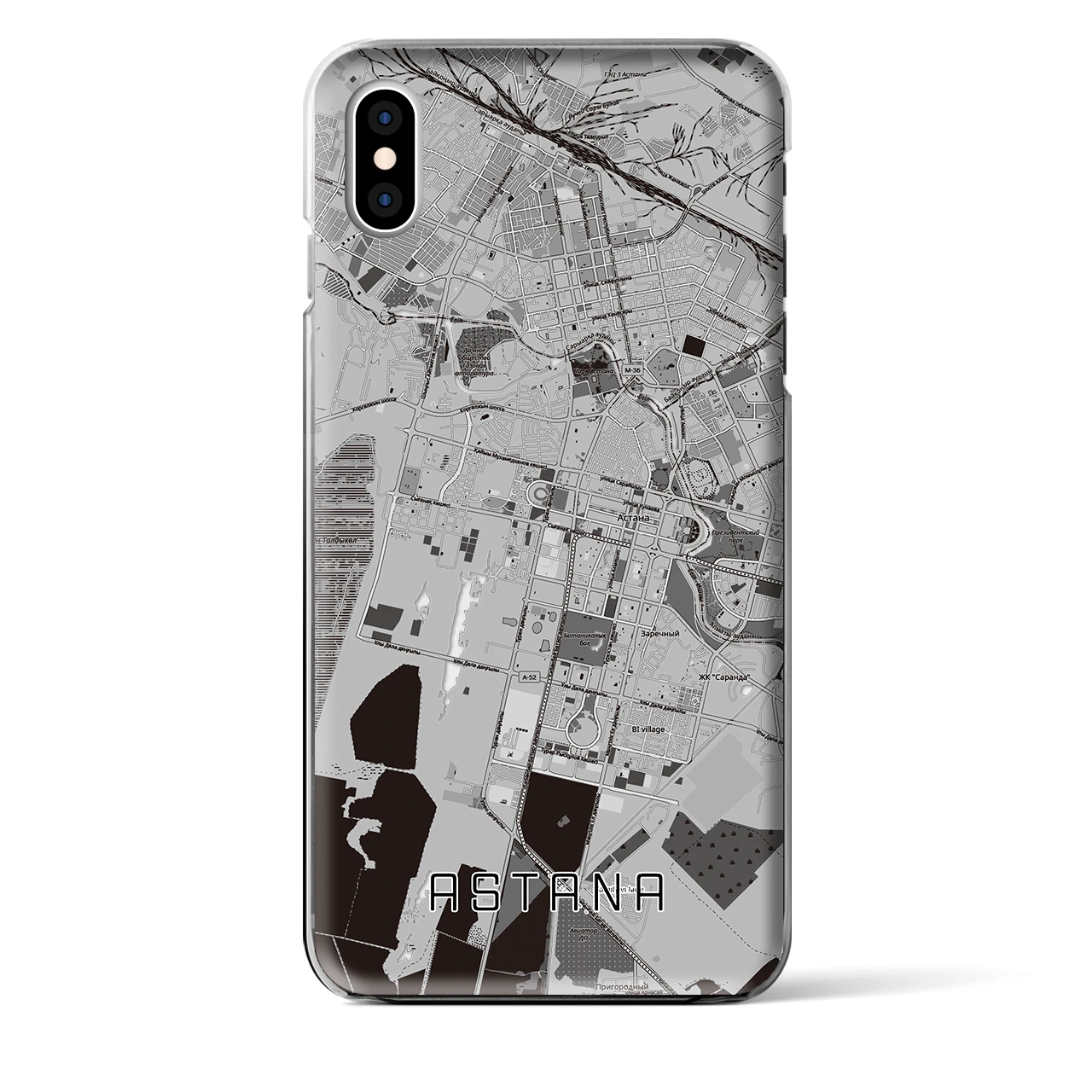 【アスタナ（カザフスタン）】地図柄iPhoneケース（クリアタイプ）