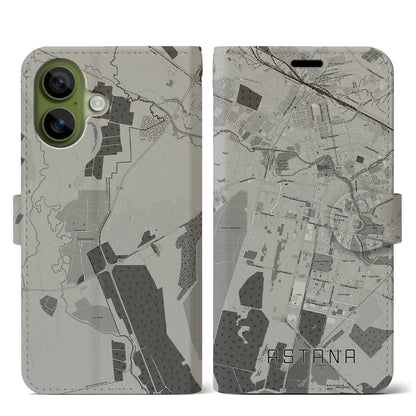 【アスタナ（カザフスタン）】地図柄iPhoneケース（手帳タイプ）