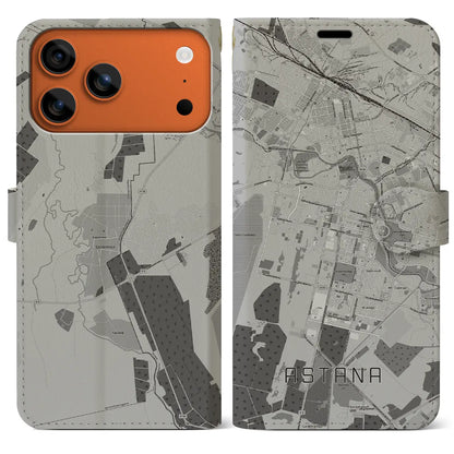 【アスタナ（カザフスタン）】地図柄iPhoneケース（手帳タイプ）