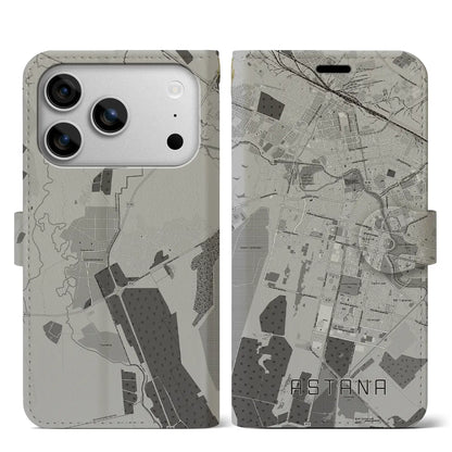 【アスタナ（カザフスタン）】地図柄iPhoneケース（手帳タイプ）