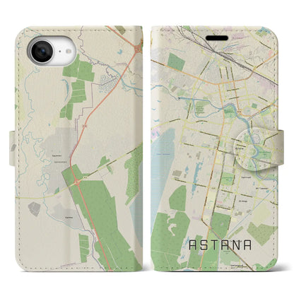 【アスタナ（カザフスタン）】地図柄iPhoneケース（手帳タイプ）