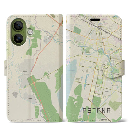 【アスタナ（カザフスタン）】地図柄iPhoneケース（手帳タイプ）