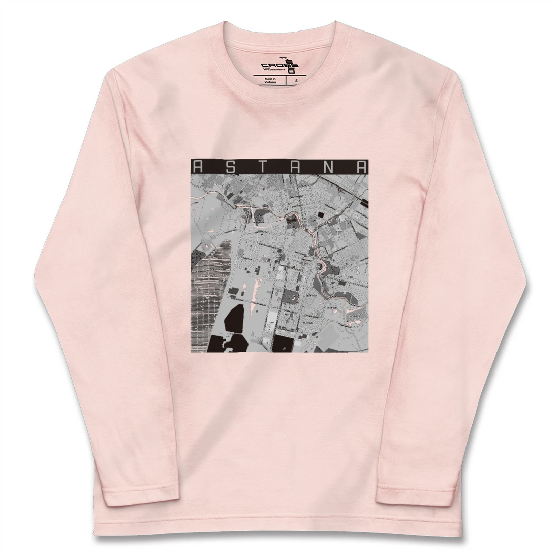 【アスタナ(カザフスタン)】地図柄ロングスリーブTシャツ