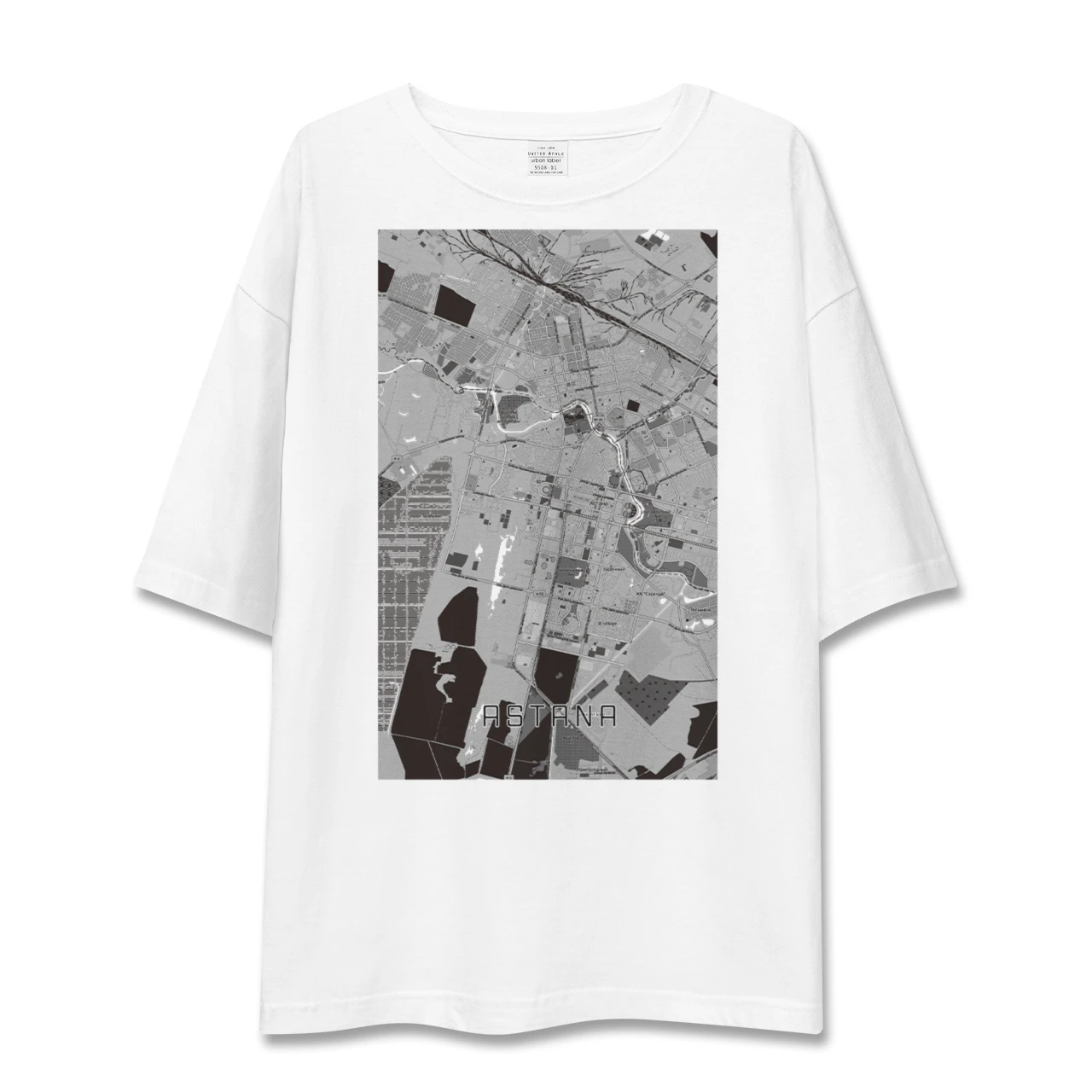 【アスタナ（カザフスタン）】地図柄ビッグシルエットTシャツ