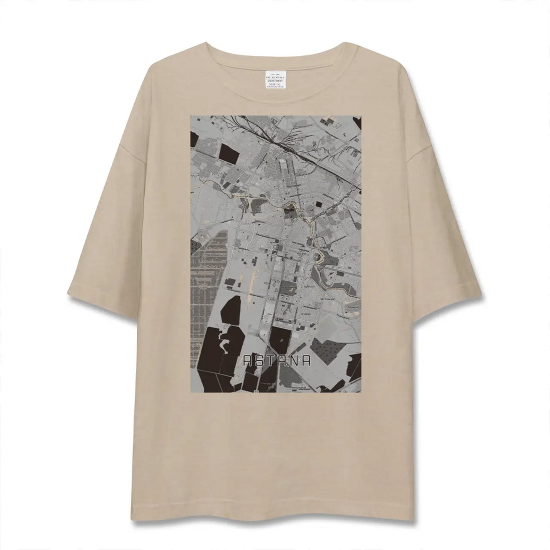 【アスタナ(カザフスタン)】地図柄ビッグシルエットTシャツ