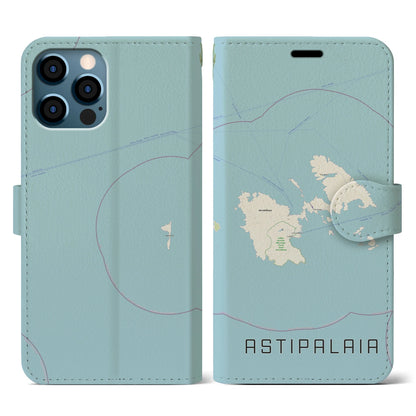 【アスティパレア（ギリシャ）】地図柄iPhoneケース（手帳タイプ）ナチュラル・iPhone 12 / 12 Pro 用