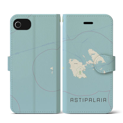 【アスティパレア（ギリシャ）】地図柄iPhoneケース（手帳タイプ）ナチュラル・iPhone SE（第3 / 第2世代） / 8 / 7 / 6s / 6 用
