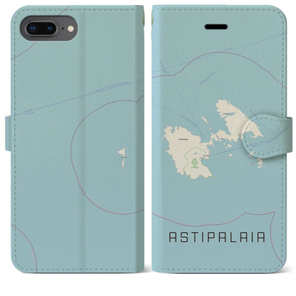 【アスティパレア（ギリシャ）】地図柄iPhoneケース（手帳タイプ）ナチュラル・iPhone 8Plus /7Plus / 6sPlus / 6Plus 用