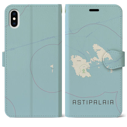 【アスティパレア（ギリシャ）】地図柄iPhoneケース（手帳タイプ）ナチュラル・iPhone XS Max 用