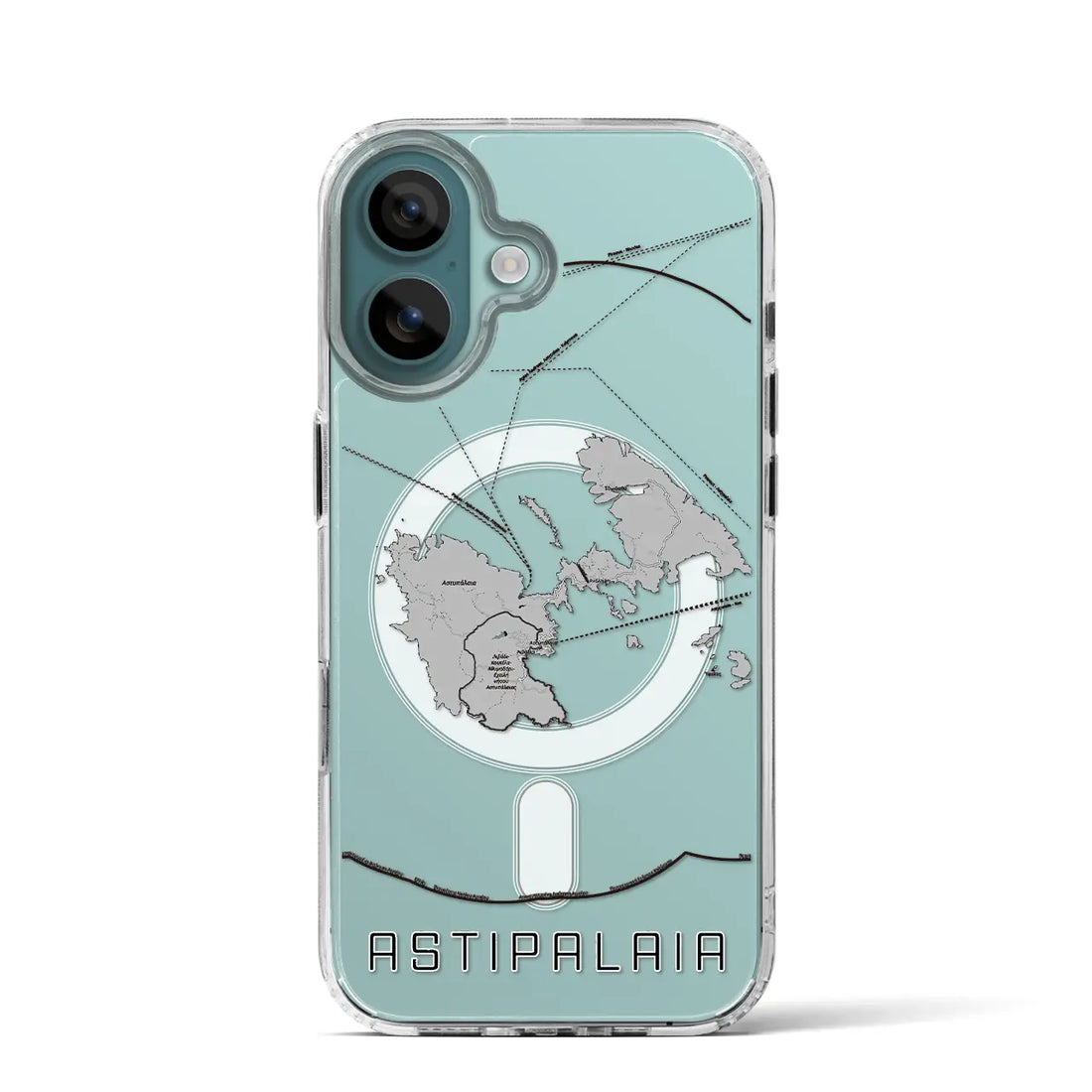 【アスティパレア(ギリシャ)】地図柄iPhoneケース(MagSafeタイプ)モノトーン・iPhone 16 Pro 用
