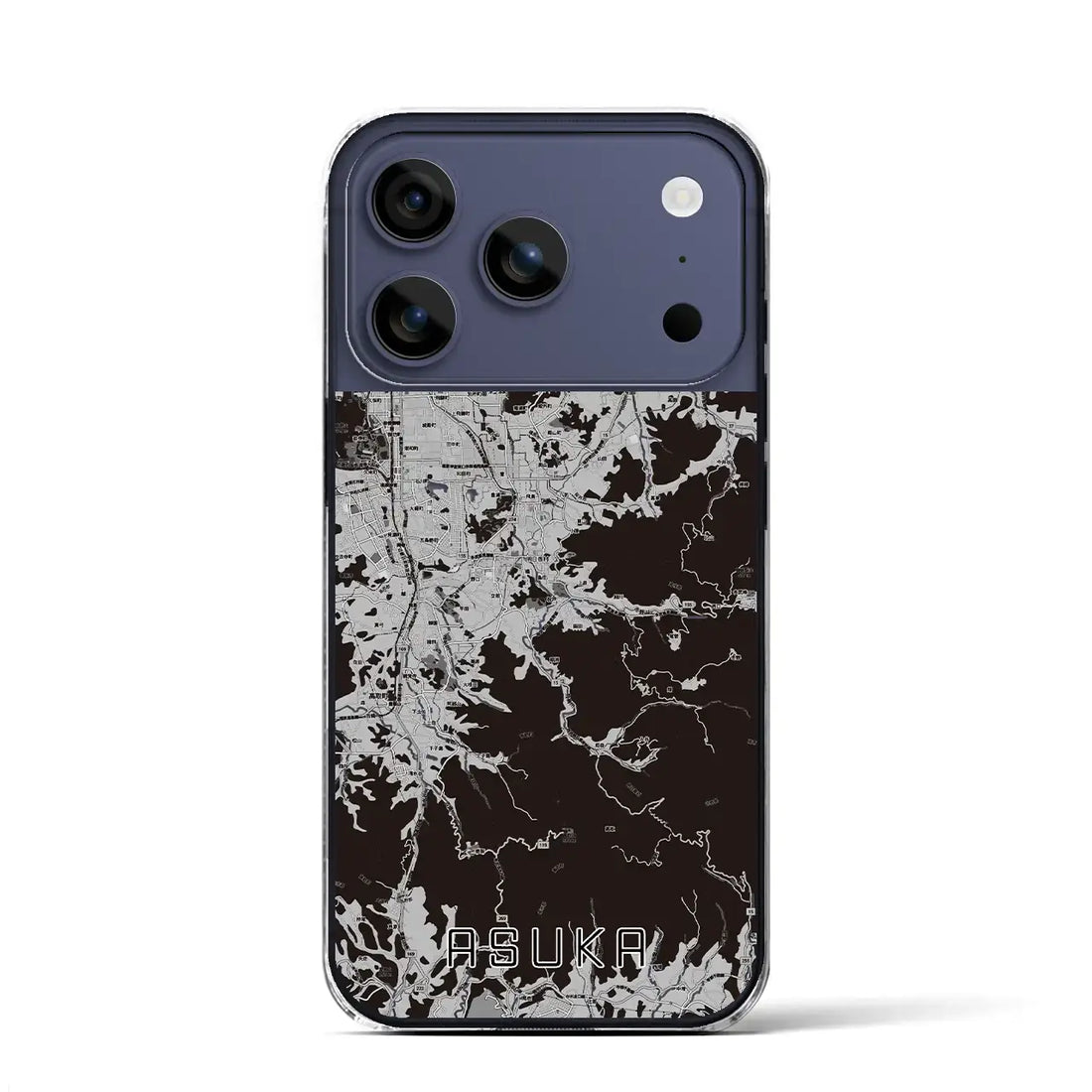 【明日香(奈良県)】地図柄iPhoneケース(クリアタイプ)モノトーン・iPhone 17 Pro Max 用