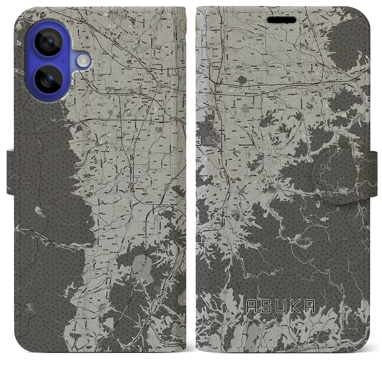 【明日香（奈良県）】地図柄iPhoneケース（手帳タイプ）