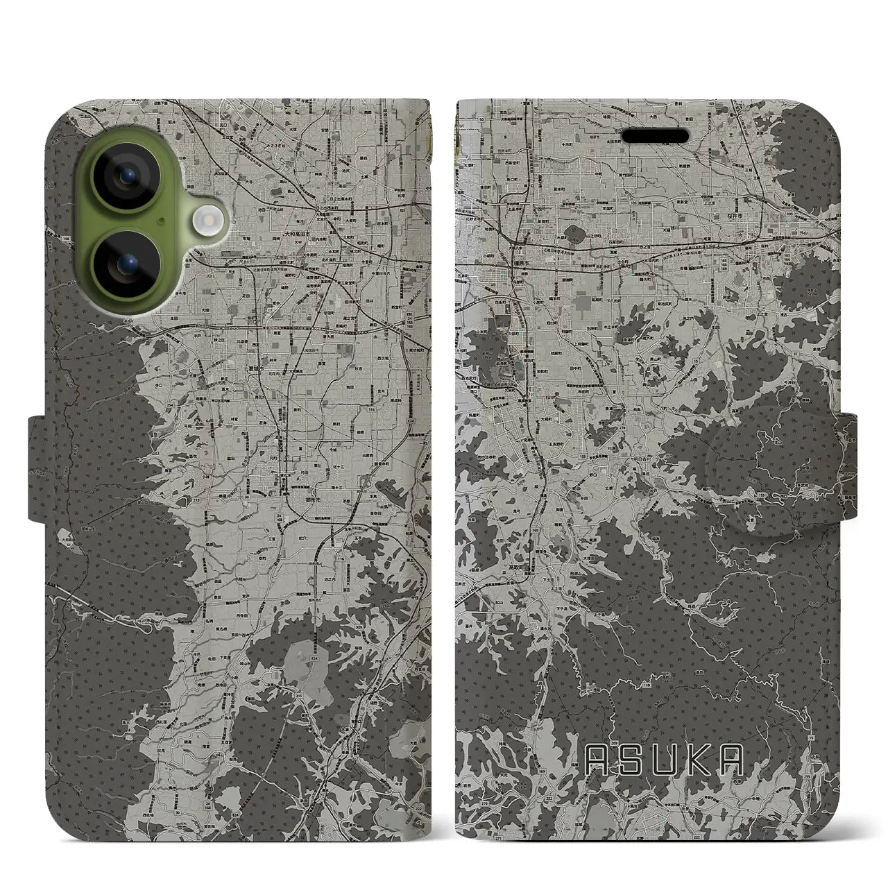 【明日香（奈良県）】地図柄iPhoneケース（手帳タイプ）