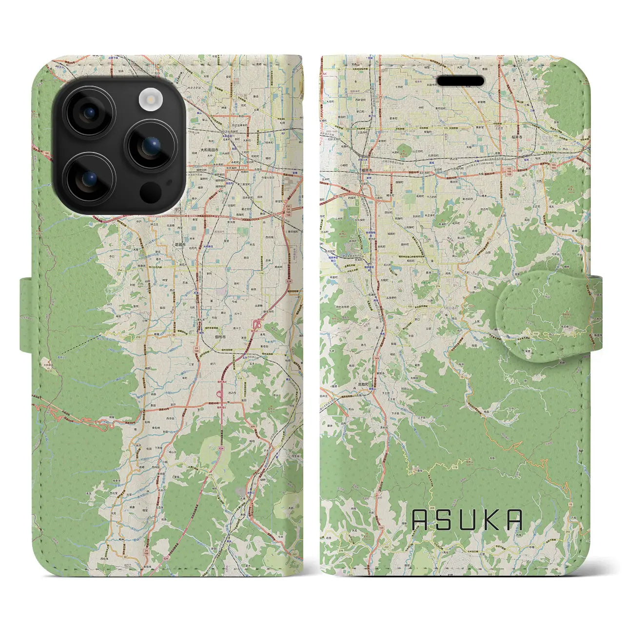 【明日香（奈良県）】地図柄iPhoneケース（手帳タイプ）