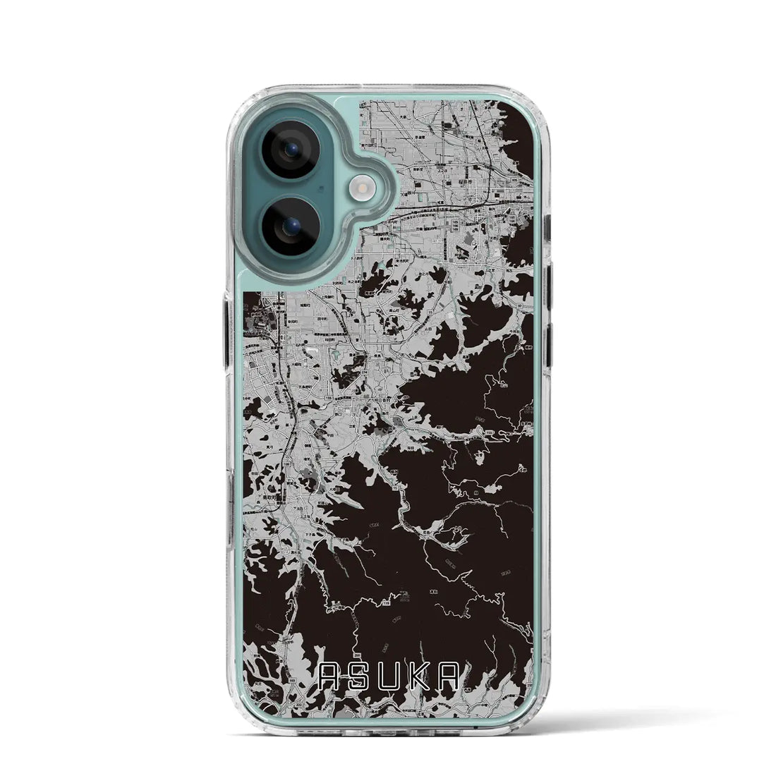 【明日香（奈良県）】地図柄iPhoneケース（MagSafeタイプ）モノトーン・iPhone 16 Pro 用