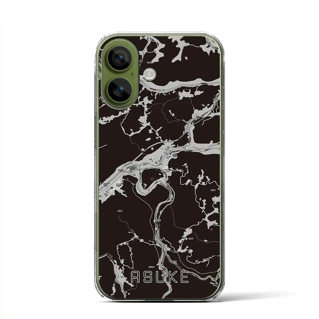 【足助(愛知県)】地図柄iPhoneケース(クリアタイプ)モノトーン・iPhone 17 Pro Max 用