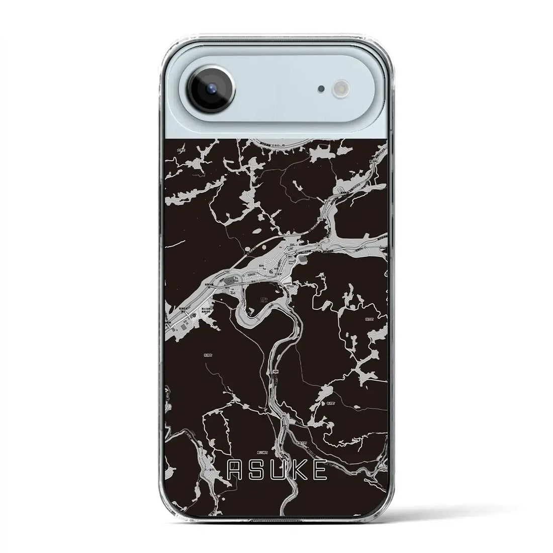 【足助(愛知県)】地図柄iPhoneケース(クリアタイプ)モノトーン・iPhone 17 Pro Max 用