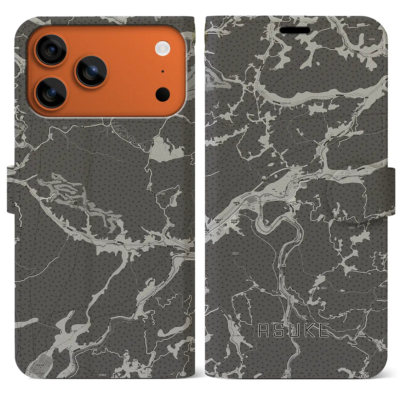 【足助（愛知県）】地図柄iPhoneケース（手帳タイプ）