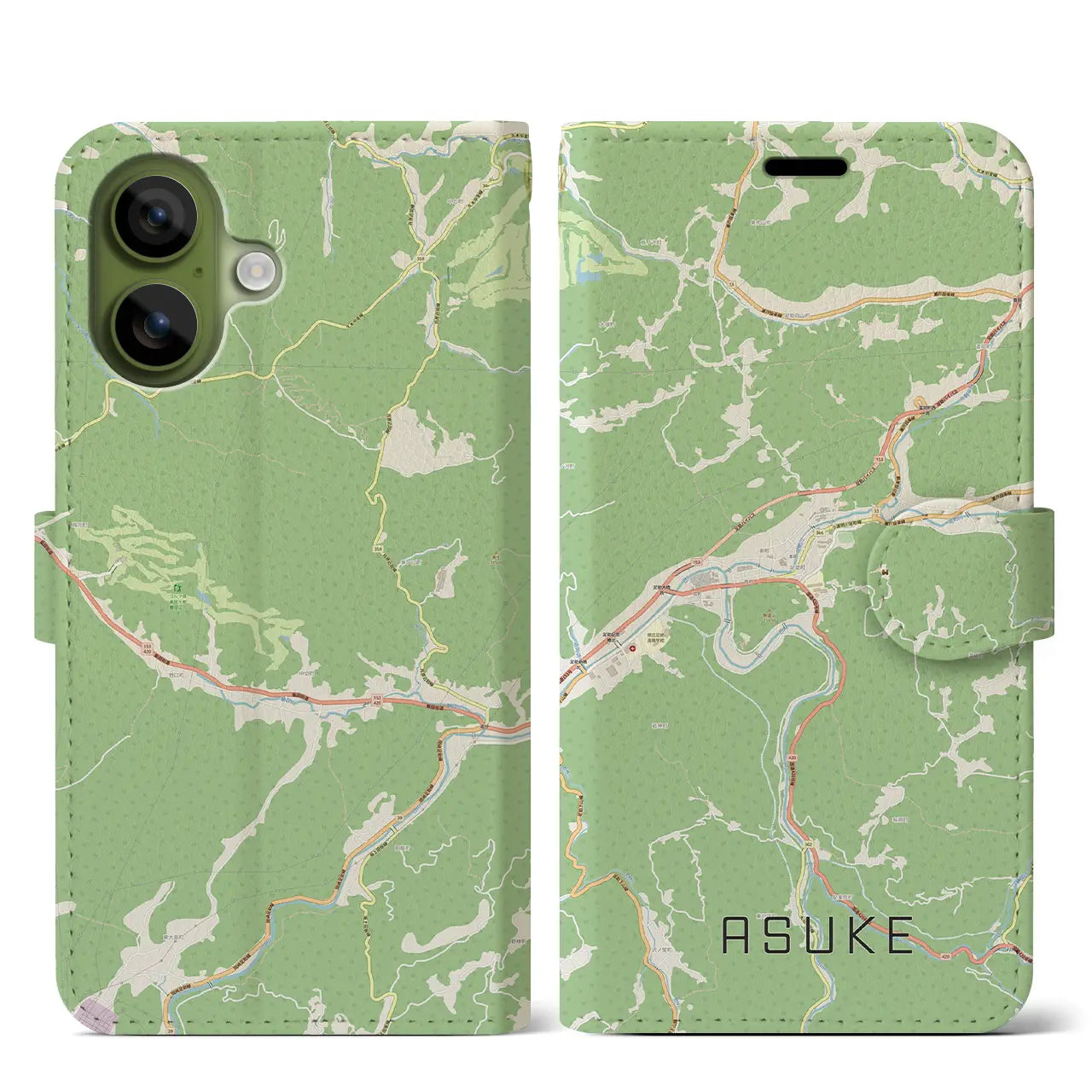 【足助（愛知県）】地図柄iPhoneケース（手帳タイプ）