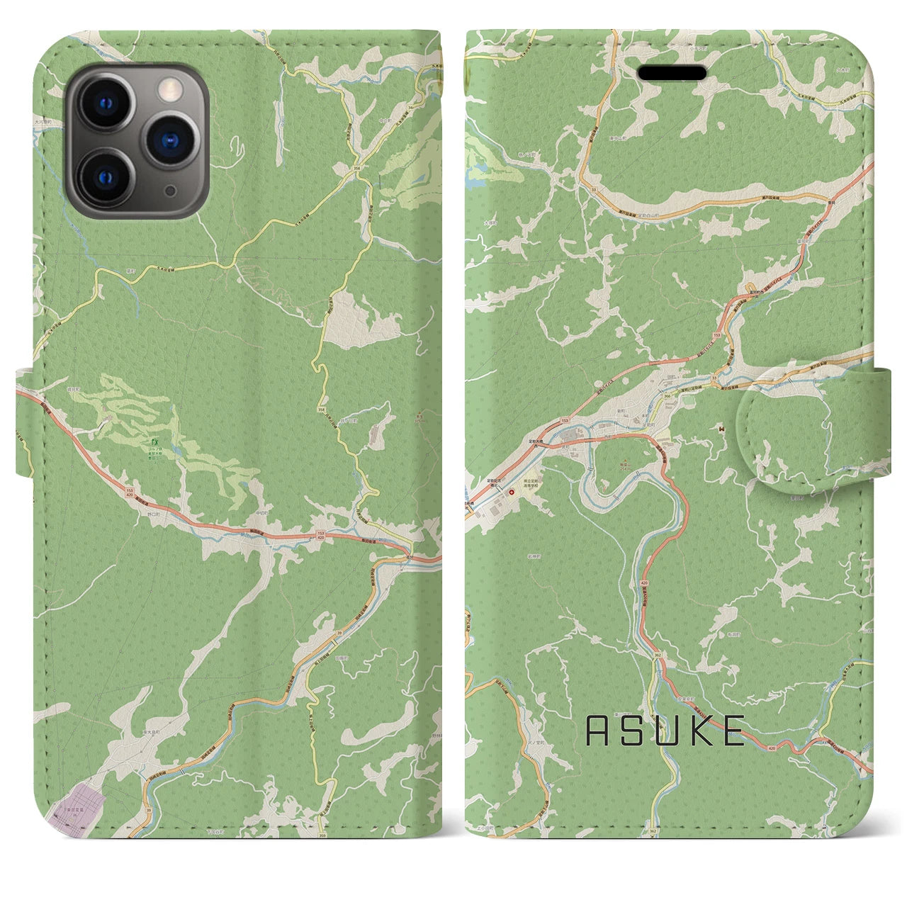 【足助（愛知県）】地図柄iPhoneケース（手帳タイプ）