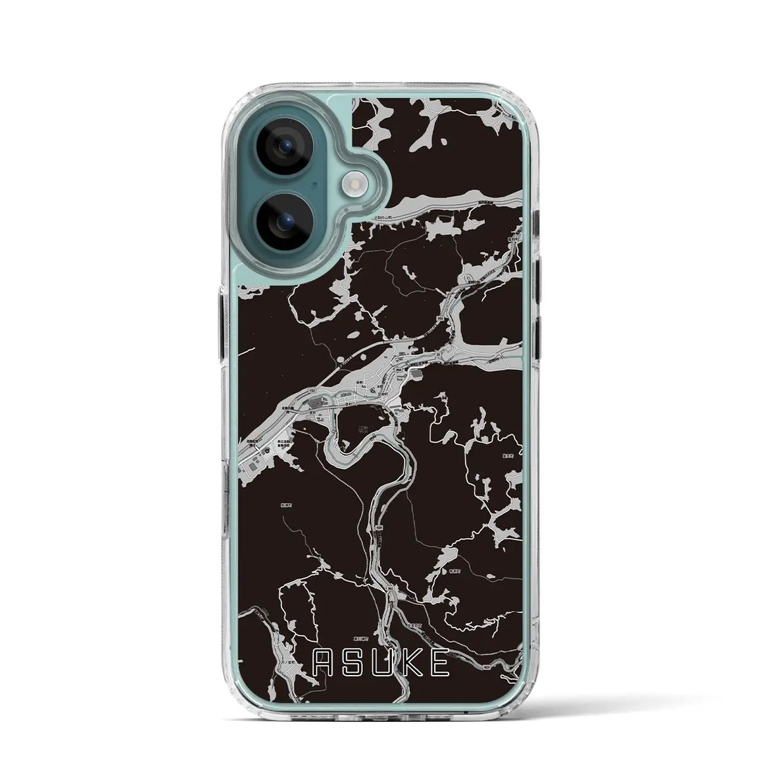 【足助(愛知県)】地図柄iPhoneケース(MagSafeタイプ)モノトーン・iPhone 16 Pro 用