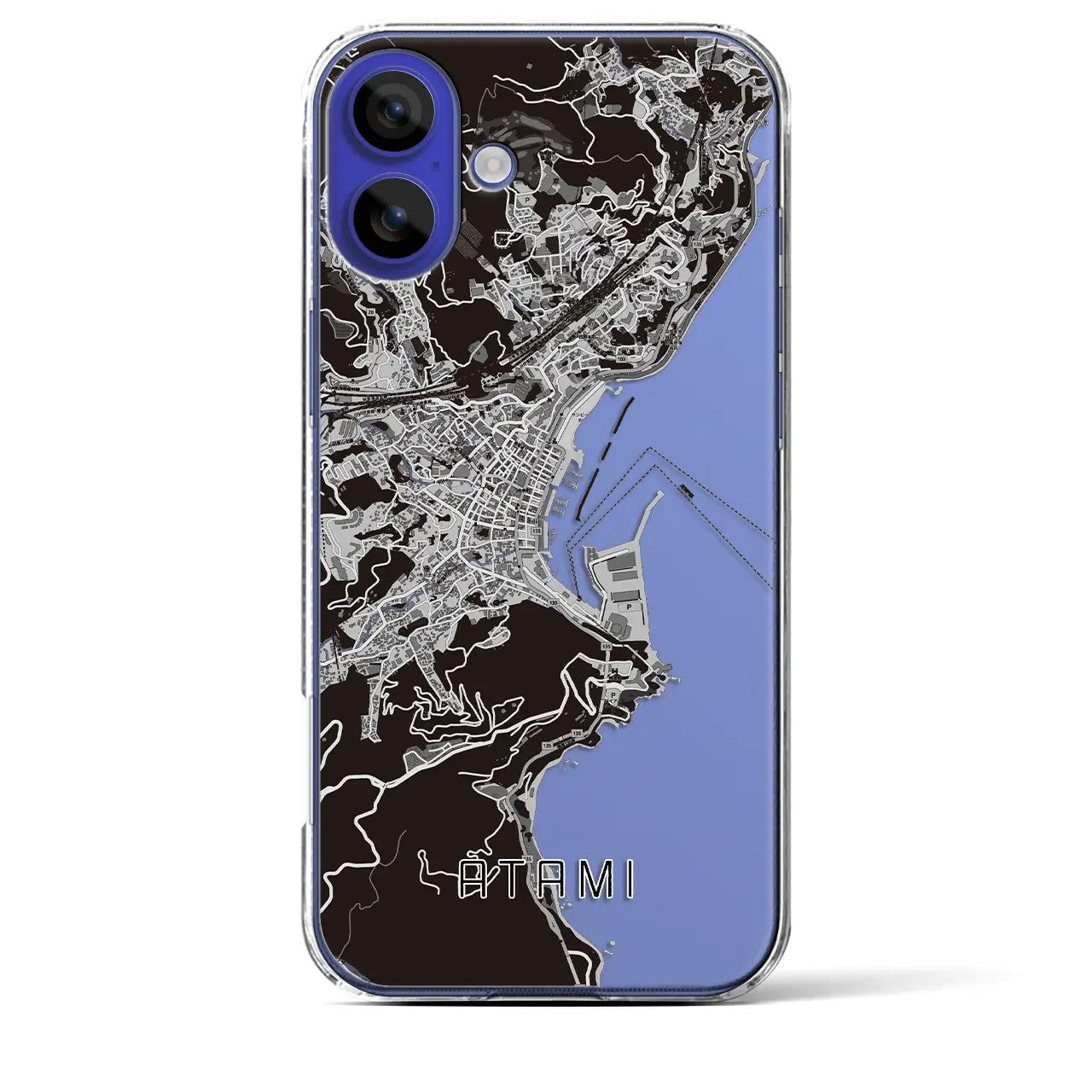 【熱海（静岡県）】地図柄iPhoneケース（クリアタイプ）モノトーン・iPhone 16 Pro Max 用