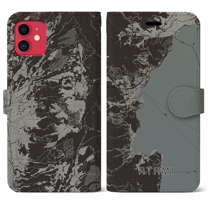 【熱海（静岡県）】地図柄iPhoneケース（手帳タイプ）モノトーン・iPhone 11 用