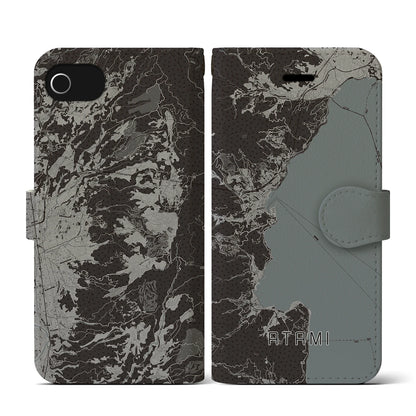 【熱海（静岡県）】地図柄iPhoneケース（手帳タイプ）モノトーン・iPhone SE（第3 / 第2世代） / 8 / 7 / 6s / 6 用