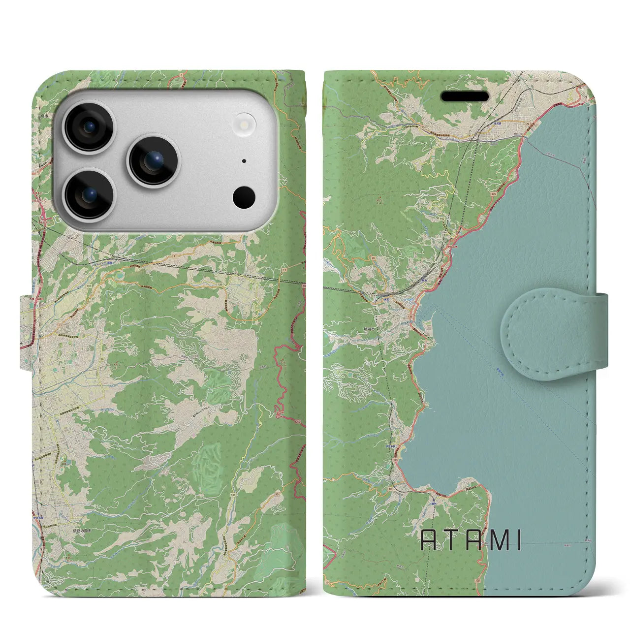 【熱海（静岡県）】地図柄iPhoneケース（手帳タイプ）