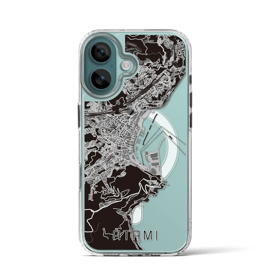 【熱海（静岡県）】地図柄iPhoneケース（MagSafeタイプ）モノトーン・iPhone 16 Pro 用