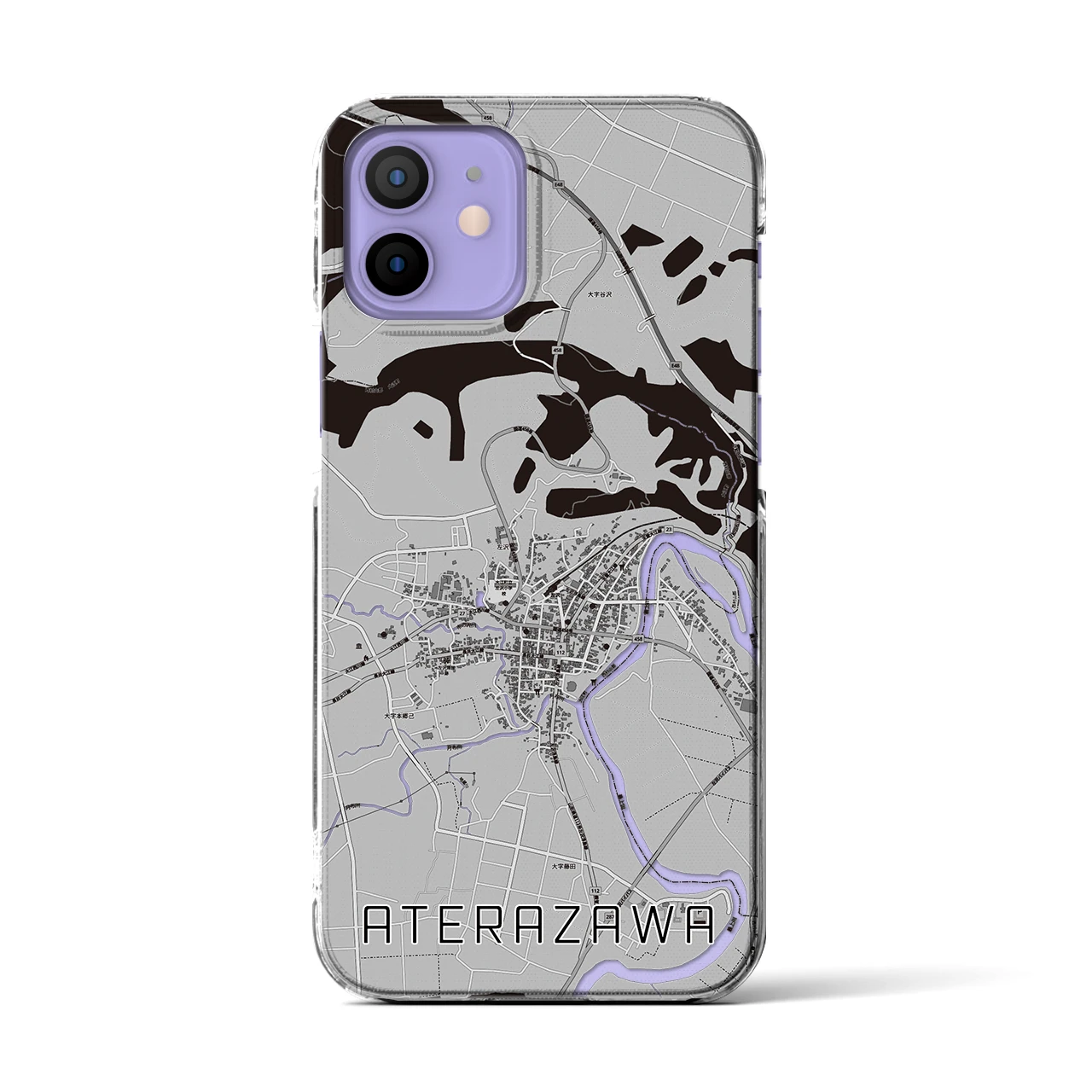 【左沢（山形県）】地図柄iPhoneケース（クリアタイプ）