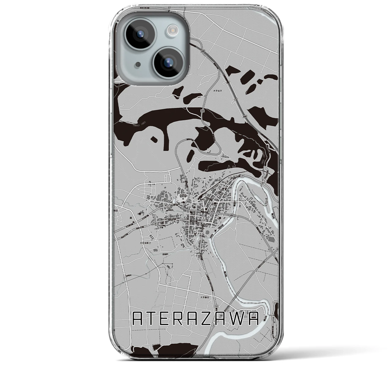 【左沢（山形県）】地図柄iPhoneケース（クリアタイプ）