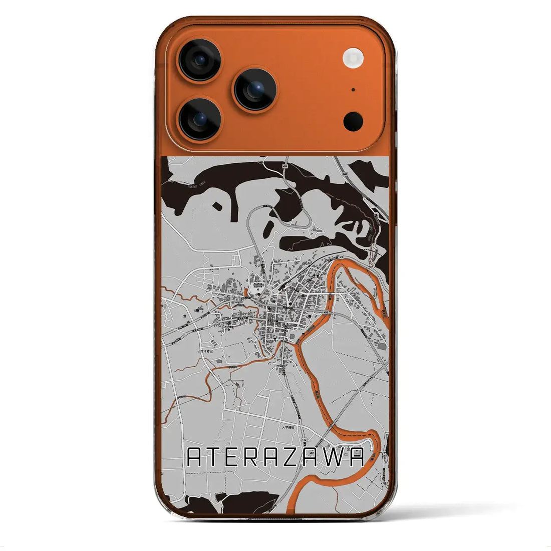 【左沢(山形県)】地図柄iPhoneケース(クリアタイプ)モノトーン・iPhone 17 Pro Max 用