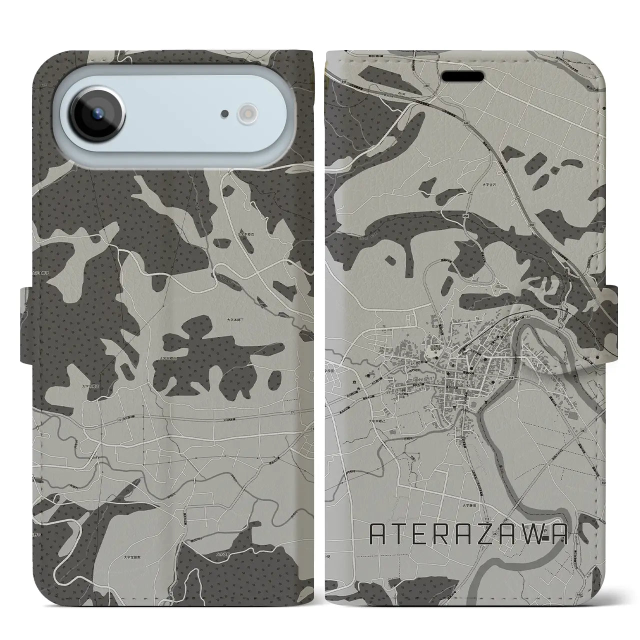 【左沢（山形県）】地図柄iPhoneケース（手帳タイプ）