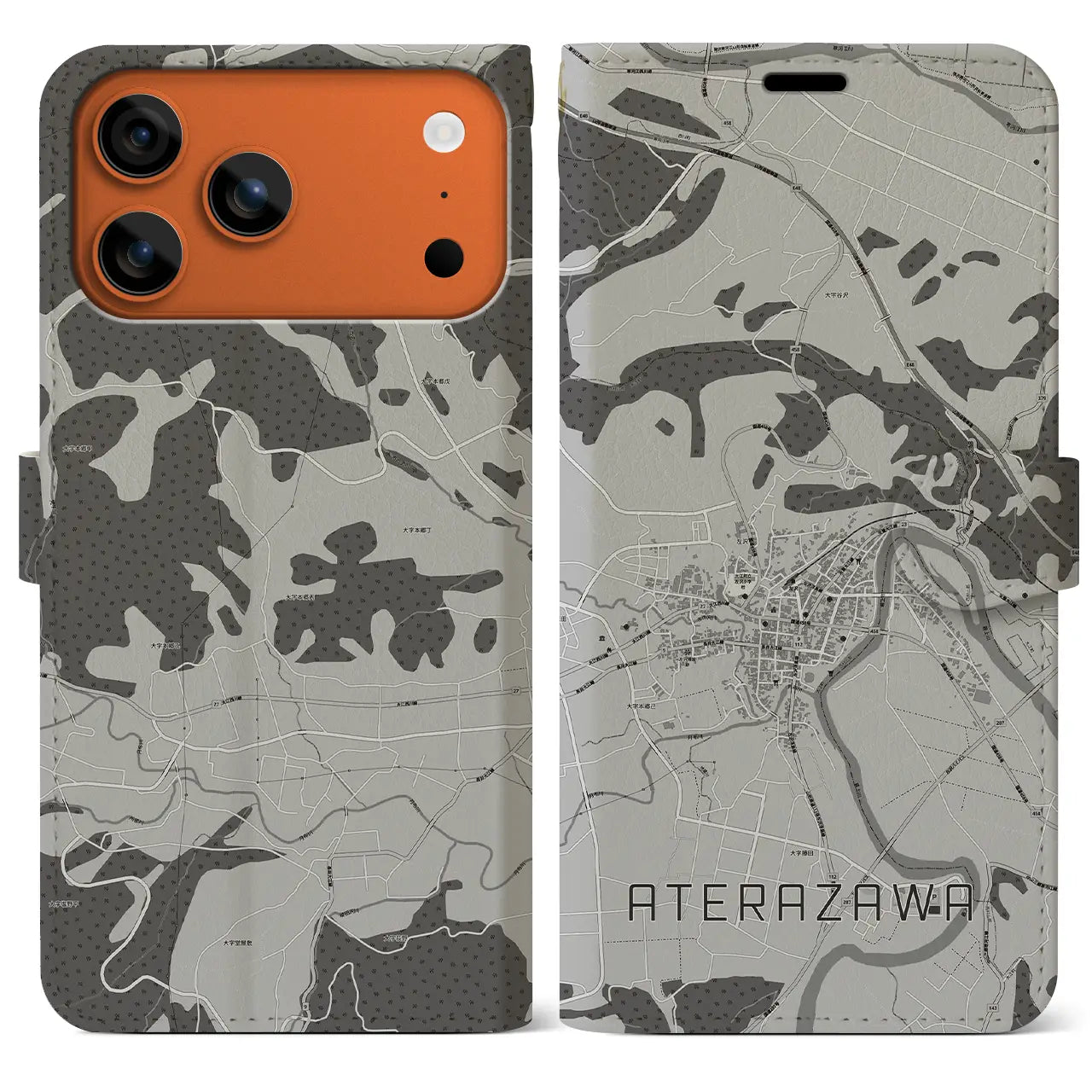 【左沢（山形県）】地図柄iPhoneケース（手帳タイプ）