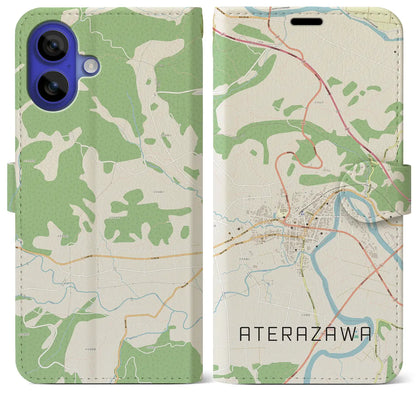 【左沢（山形県）】地図柄iPhoneケース（手帳タイプ）ナチュラル・iPhone 16 Pro Max 用
