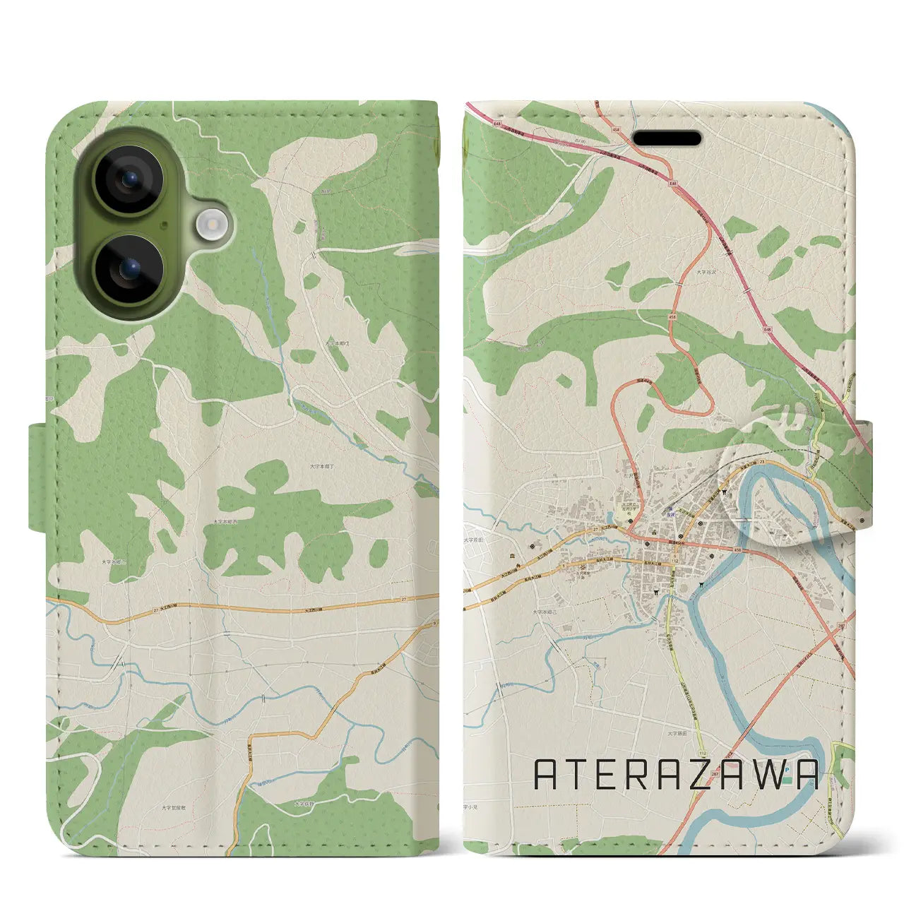 【左沢（山形県）】地図柄iPhoneケース（手帳タイプ）